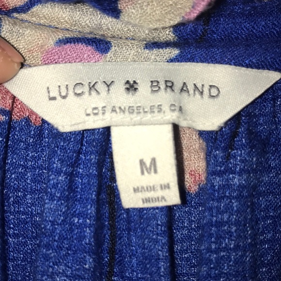 Lucky Brand Royal Blue And Pink Floral Blouse - Picture 4 of 5